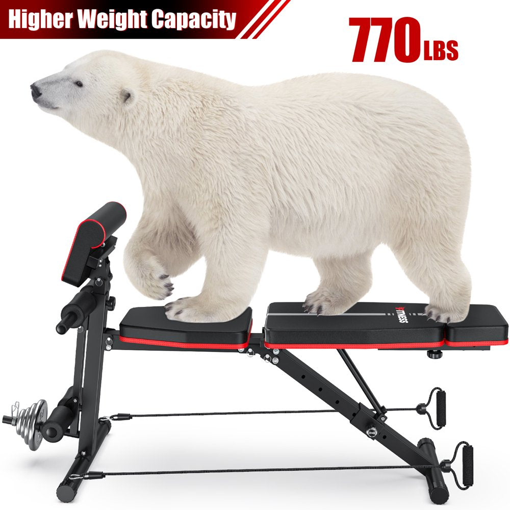 770 LB Adjustable Weight Bench Foldable Workout Bench Press for Full Body Strength Training, Incline Decline Bench with Fast Folding